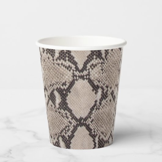 Dierenprint Snake Taupe Verjaardag Papieren Bekers (Achterkant)