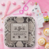 Dierenprint Snake Taupe Verjaardag Papieren Bordje (Feest)