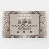 Dierenprint Snake Taupe Verjaardag Spandoek (Horizontaal)