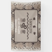 Dierenprint Snake Taupe Verjaardag Spandoek (Verticaal)