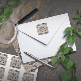 Dierenprint Snake Taupe Verjaardag Vierkante Sticker