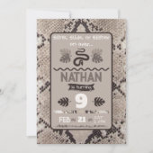 Dierenprint Snake Taupe verjaardagsuitnodiging Kaart (Voorkant)