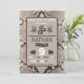 Dierenprint Snake Taupe verjaardagsuitnodiging Kaart (Staand voorkant)
