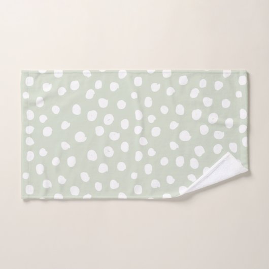 Dierenprint Stippen Sage groen en wit Bad Handdoek (Handdoek)