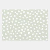 Dierenprint Stippen Sage groen en wit Inpakpapier Vel (Voorkant 2)