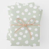Dierenprint Stippen Sage groen en wit Inpakpapier Vel (In situ)