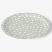 Dierenprint Stippen Sage groen en wit Papieren Bordje (Gekanteld)