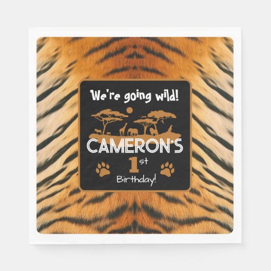 Dierenprint Tijger Verjaardag Papier Servet (Voorkant)