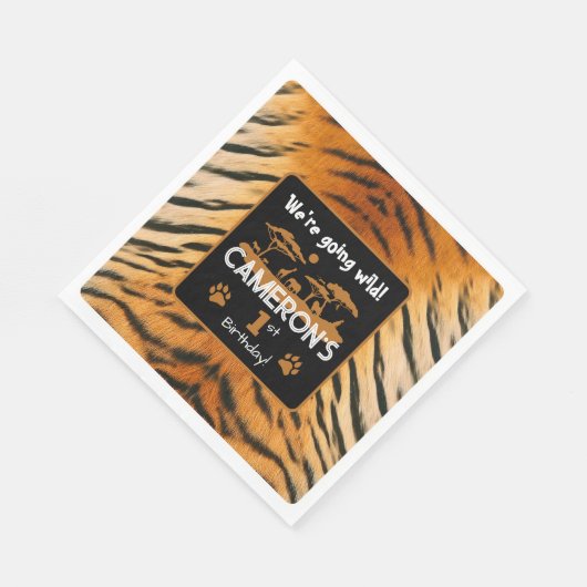 Dierenprint Tijger Verjaardag Papier Servet (Hoek)
