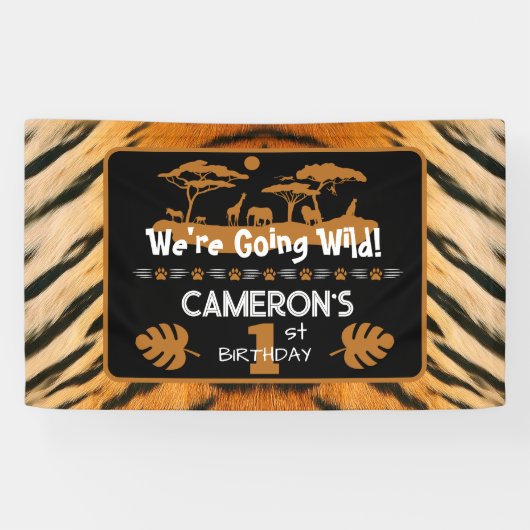 Dierenprint Tijger Verjaardagsbanner Spandoek (Horizontaal)