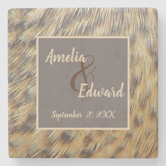 Dierenprint Trouw Aandenken Eend Veer Stenen Onderzetter (Voorkant)