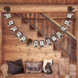 Dierenprint vee Stampede Bruin Vlaggetjes