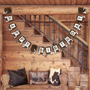 Dierenprint vee Stampede Bruin Vlaggetjes