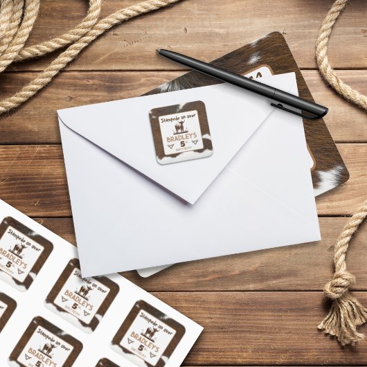 Dierenprint Veestempel Bruin Verjaardag Vierkante Sticker