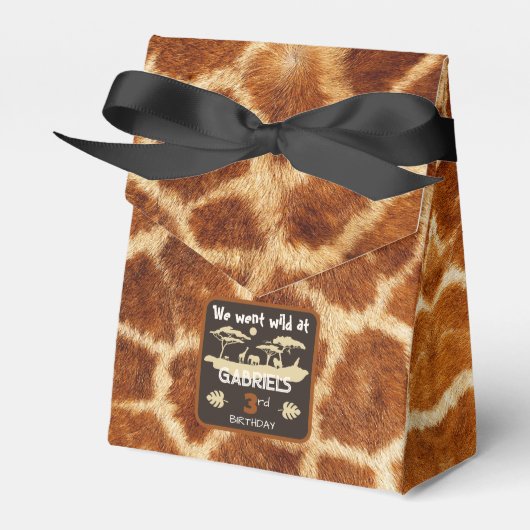 Dierenprint Verjaardag Giraffe Favor Box Bedankdoosjes (Voorkant Zijde)