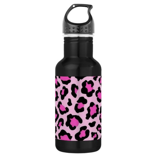 Dierenprint waterfles roze zwart (Voorkant)