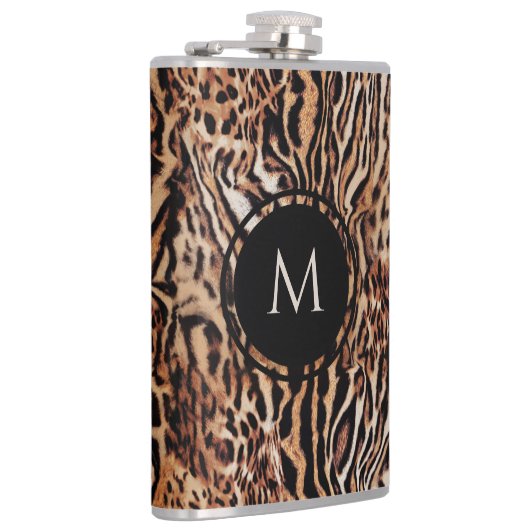 Dierenprint Wilde Safari met uw Monogram Heupfles (Rechts)