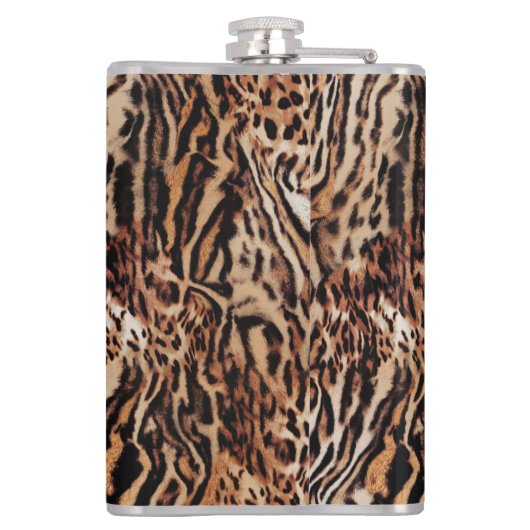 Dierenprint Wilde Safari met uw Monogram Heupfles (Achterkant)