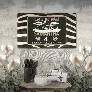 Dierenprint Zebra Verjaardagsbanner Spandoek