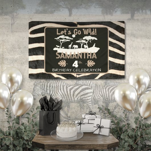Dierenprint Zebra Verjaardagsbanner Spandoek