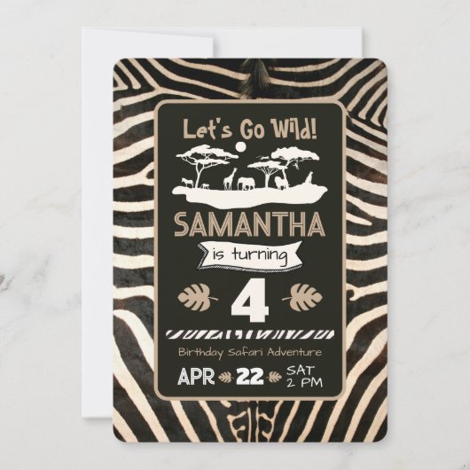Dierenprint Zebra Verjaardagsuitnodiging Kaart (Voorkant)