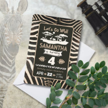 Dierenprint Zebra Verjaardagsuitnodiging