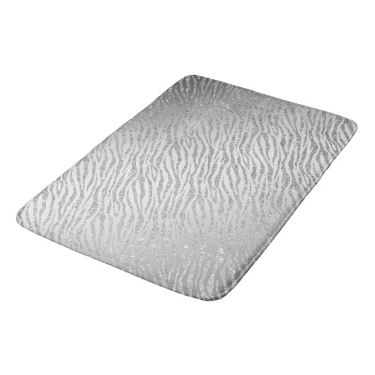Dierenprint Zilveren Glitter Glam Badmat (Gekanteld)