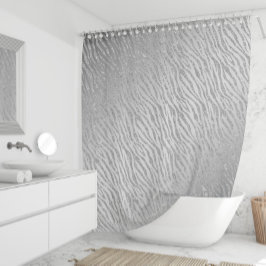 Dierenprint Zilveren Glitter Glam Douchegordijn