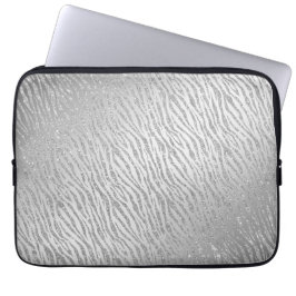 Dierenprint Zilveren Glitter Glam Laptop Sleeve