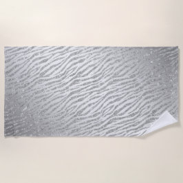 Dierenprint Zilveren Glitter Glam Strandlaken