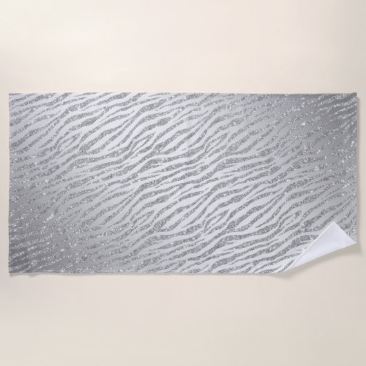 Dierenprint Zilveren Glitter Glam Strandlaken (Voorkant)