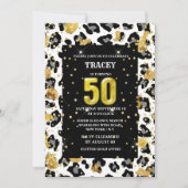 Dierenprint zwart goud glitter bont patroon kaart (Voorkant)