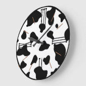 Dierenprint Zwart Wit Koeienhuid met Zwarte Trim Grote Klok (Hoek)