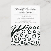 Dierenprint Zwart-wit sieraden Care Kaarten Visitekaartje (Voorkant)