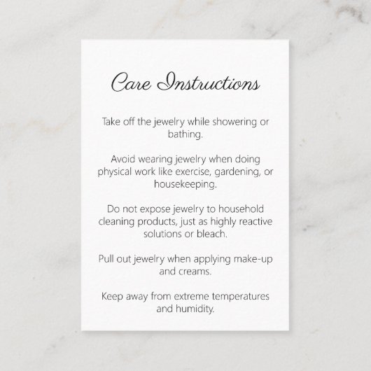 Dierenprint Zwart-wit sieraden Care Kaarten Visitekaartje (Achterkant)