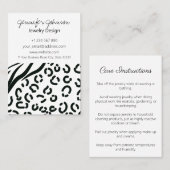 Dierenprint Zwart-wit sieraden Care Kaarten Visitekaartje (Voorkant / Achterkant)