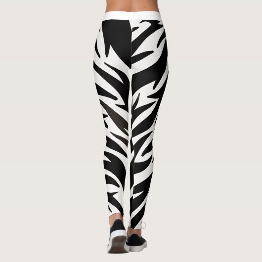 Dierenprint Zwart Wit Tijger Strepen Patroon Leggings (Achterkant)