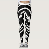 Dierenprint Zwart Wit Tijger Strepen Patroon Leggings (Voorkant)