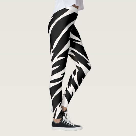 Dierenprint Zwart Wit Tijger Strepen Patroon Leggings (Rechts)