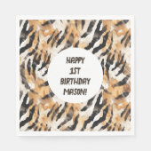 Dierenprints Oerwoud Safari Thema verjaardagsfeest Servet (Voorkant)