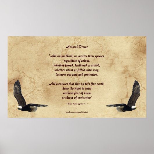 Dierenrechtengedicht en Bald Eagles Literary Poste Poster (Voorkant)