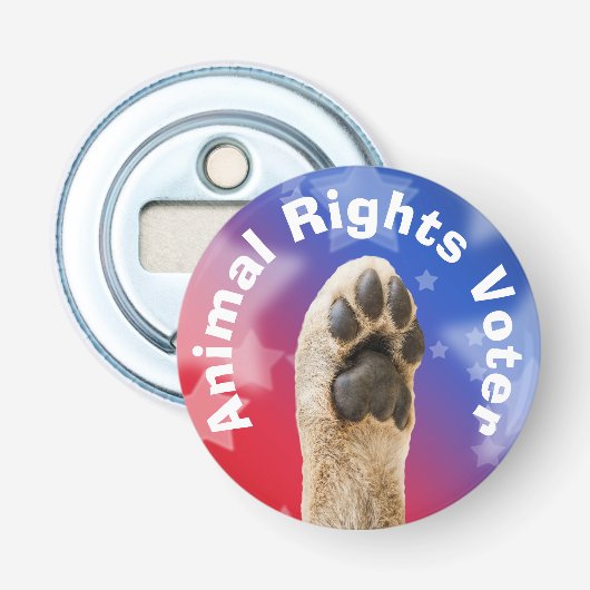 Dierenrechtenkiezer Button Flesopener (Voorkant)