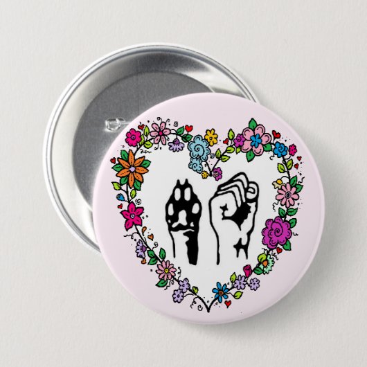 Dierenrechtenknop. Ronde Button 7,6 Cm (Voorkant /achterkant)