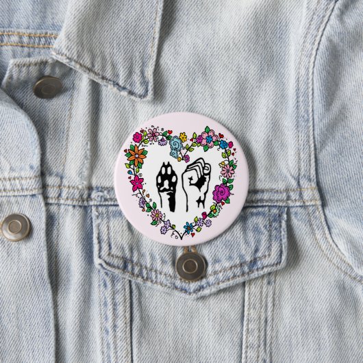 Dierenrechtenknop. Ronde Button 7,6 Cm (In situ)