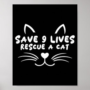 Dierenredding adoptie kat liefhebber red 9 levens poster