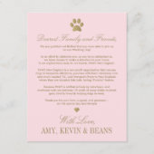 Dierenredding Donatie Roze Gouden Bruiloft Informatiekaartje (Voorkant)