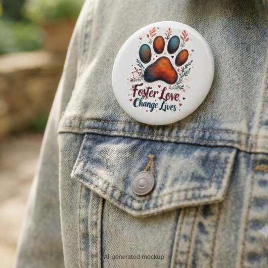 Dierenredding Pleegzorg Verandert Levens Pootafdru Ronde Button 5,7 Cm