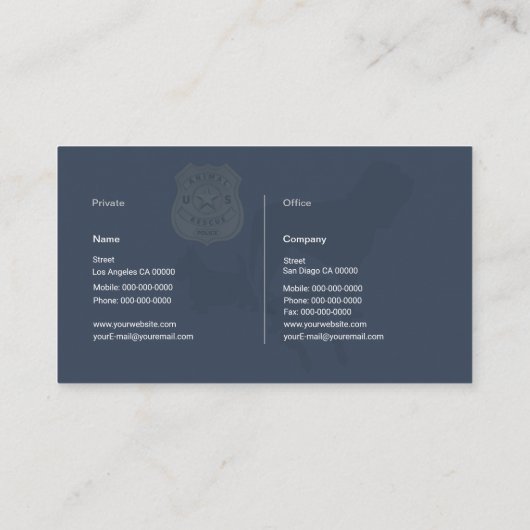 Dierenredding Visitekaartje (Achterkant)