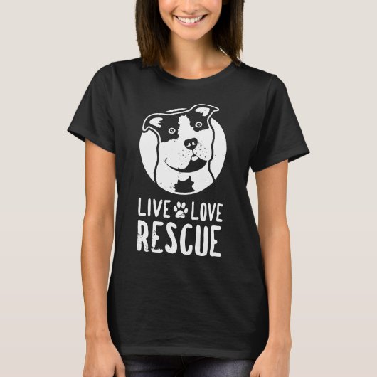Dierenreddings T-shirt Live Love Rescue Pitbull Ho (Voorkant)