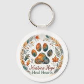 Dierenreddingsactie Herfst Pootafdruk Sleutelhanger (Voorkant)
